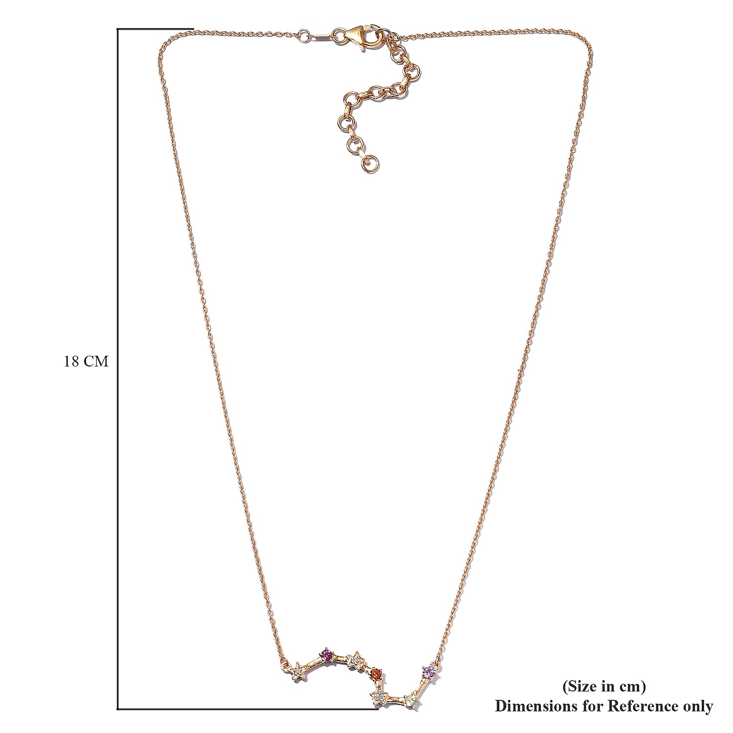 Diamond and Multi Gemstones Necklace (Size18 with 2 inch Extender ) in 14K Gold Overlay Sterling Silver, Silver Wt. 5.10 Gms