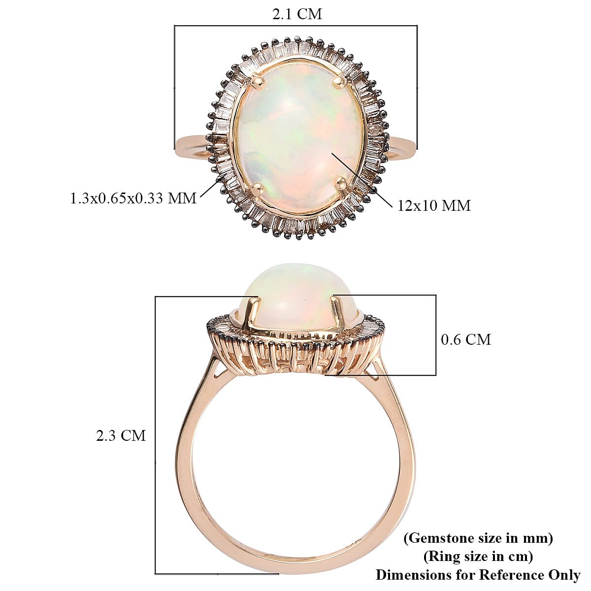 Cocktail Collection-9K Yellow Gold Ethiopian Welo Opal (Oval 12x10) and Diamond (Rnd 0.25 Cts) Ring 3.250 Ct.t.
