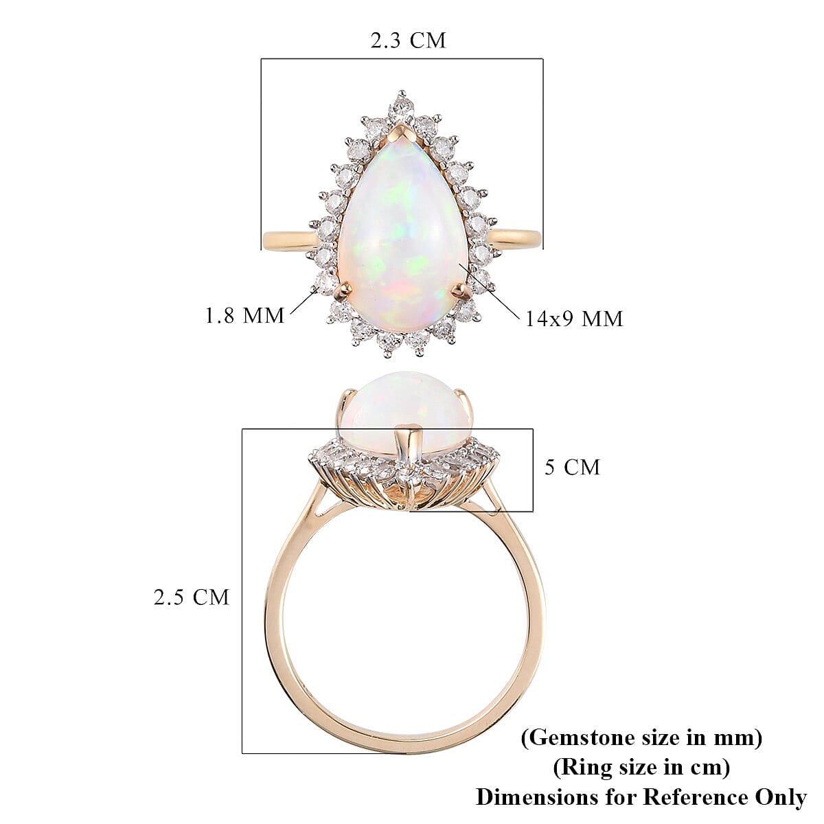 Cocktail Collection- 9K Yellow Gold AA Ethiopian Welo Opal and Diamond Ring 3.25 Ct.