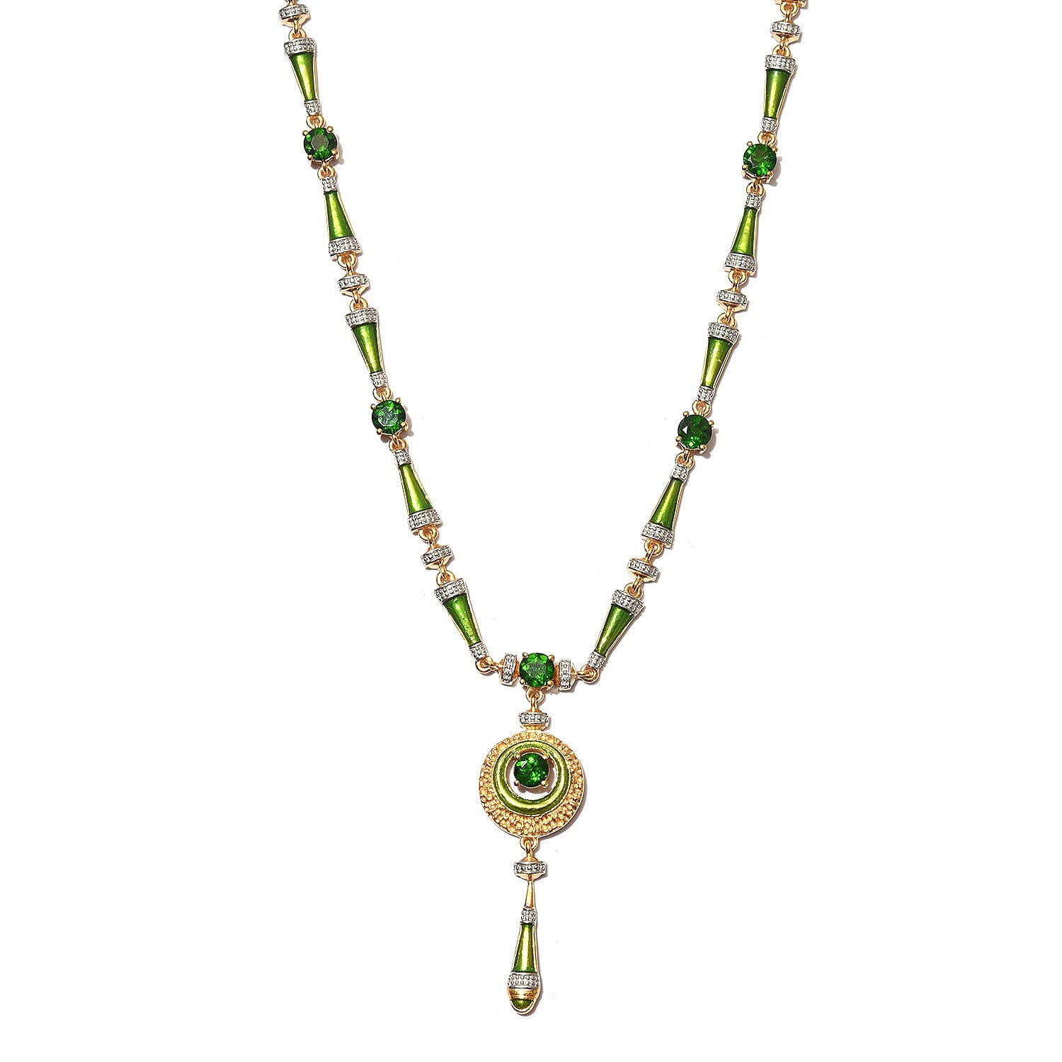 Chrome Diopside Necklace (Size 18 with 2 inch Extender) in 14K Gold Overlay Sterling Silver 5.00 Ct, Silver wt. 18.50 Gms