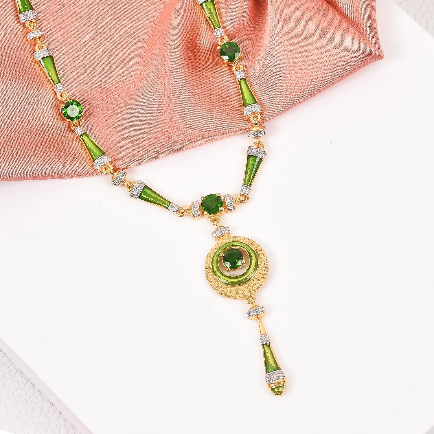 Chrome Diopside Necklace (Size 18 with 2 inch Extender) in 14K Gold Overlay Sterling Silver 5.00 Ct, Silver wt. 18.50 Gms