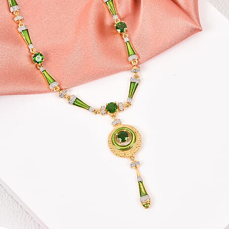 Chrome Diopside Necklace (Size 18 with 2 inch Extender) in 14K Gold Overlay Sterling Silver 5.00 Ct, Silver wt. 18.50 Gms
