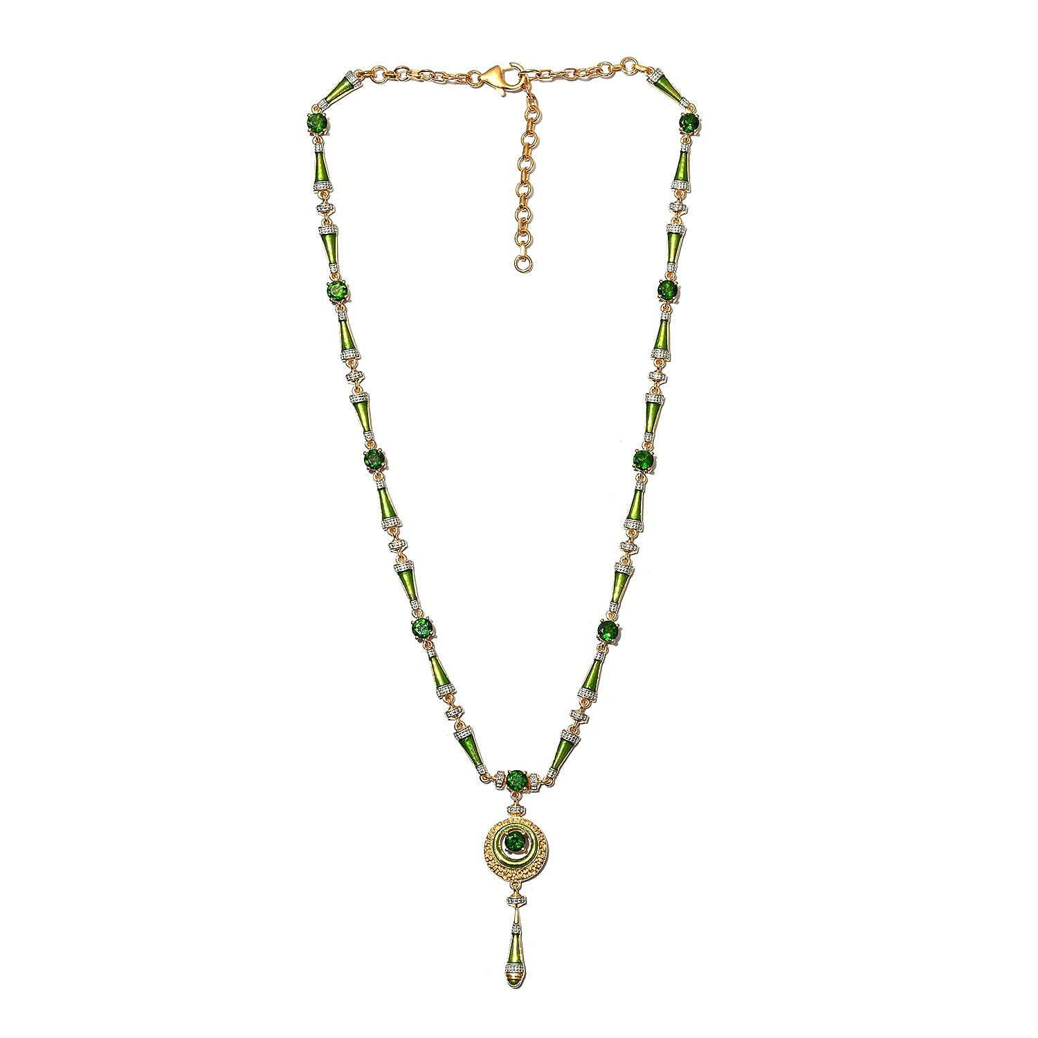 Chrome Diopside Necklace (Size 18 with 2 inch Extender) in 14K Gold Overlay Sterling Silver 5.00 Ct, Silver wt. 18.50 Gms