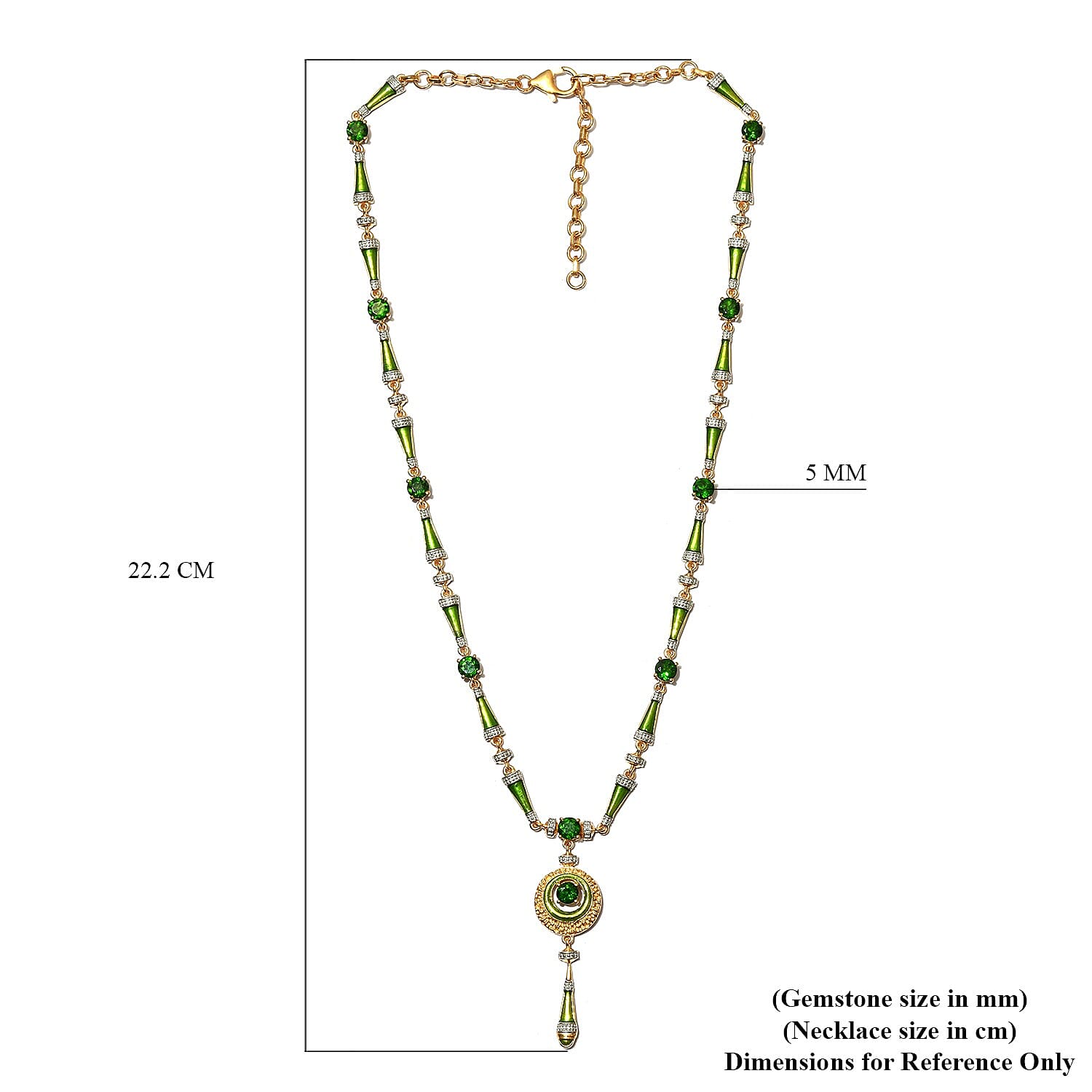 Chrome Diopside Necklace (Size 18 with 2 inch Extender) in 14K Gold Overlay Sterling Silver 5.00 Ct, Silver wt. 18.50 Gms
