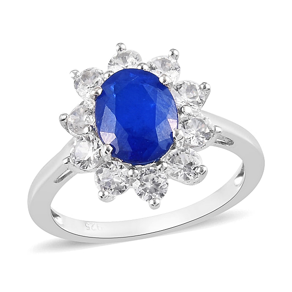 Tanzanian Blue Spinel and Natural Cambodian Zircon Halo Ring in ...