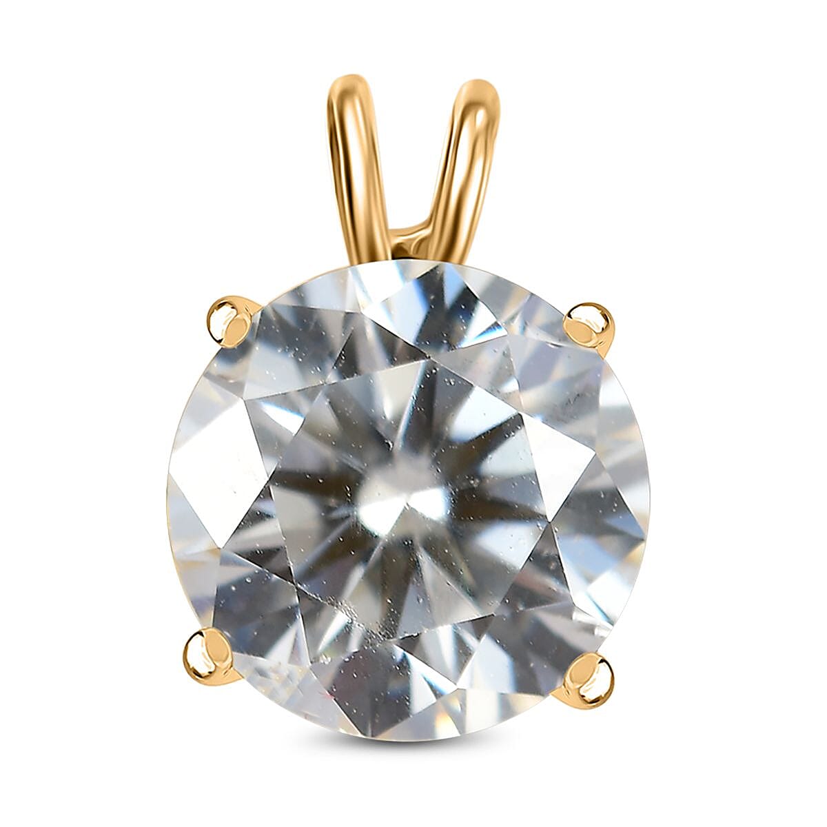 Lustro Stella 9K Yellow Gold Solitaire Pendant Made with Finest CZ 3.38 Ct.