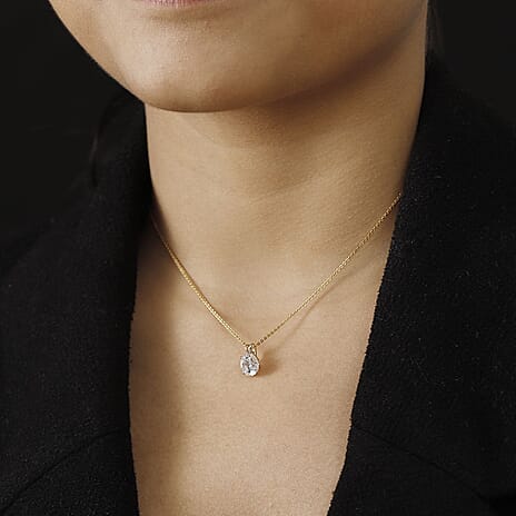 Lustro Stella 9K Yellow Gold Solitaire Pendant Made with Finest CZ 3.38 Ct.