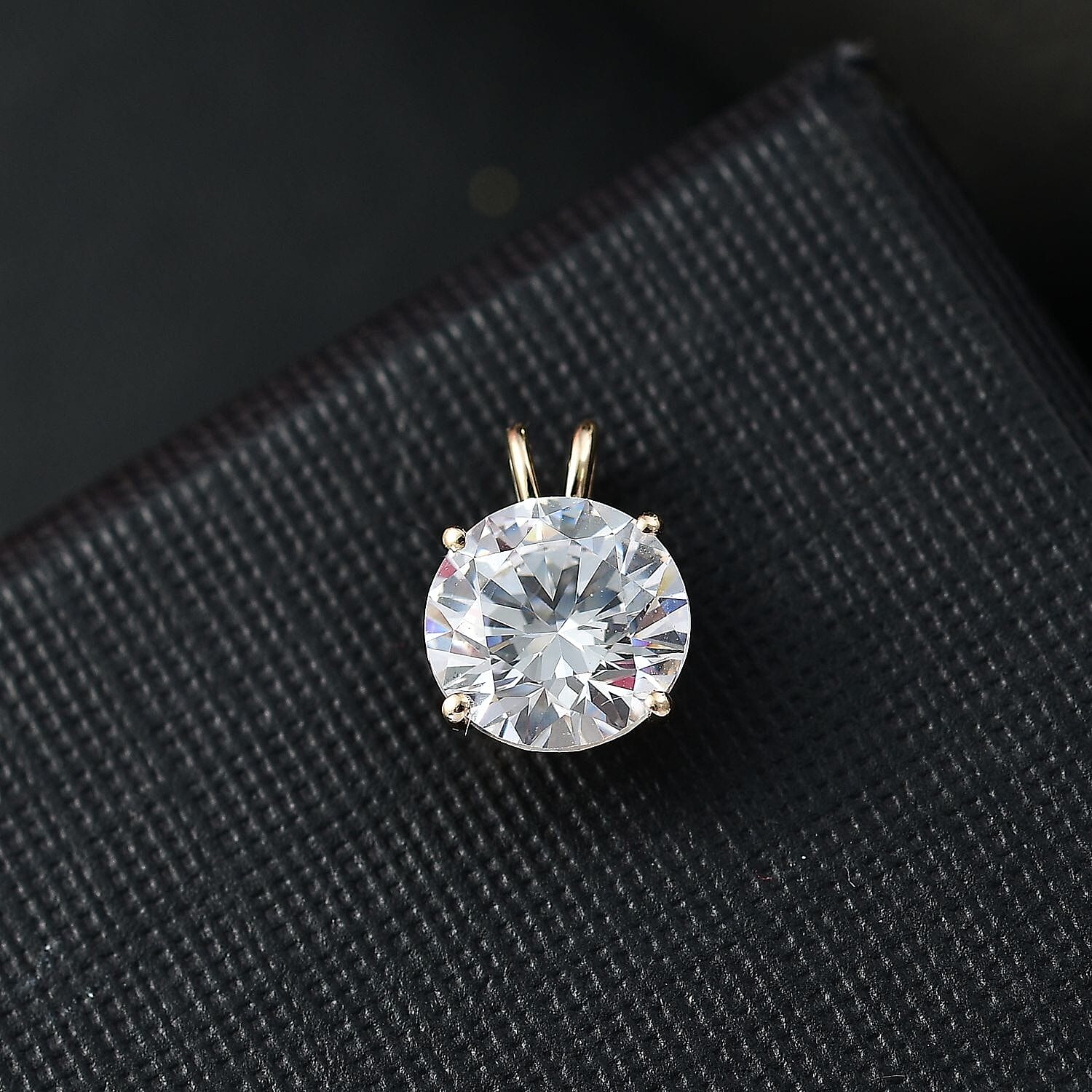 Lustro Stella 9K Yellow Gold Solitaire Pendant Made with Finest CZ 3.38 Ct.