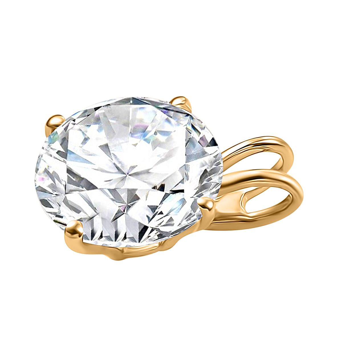 Lustro Stella 9K Yellow Gold Solitaire Pendant Made with Finest CZ 3.38 Ct.