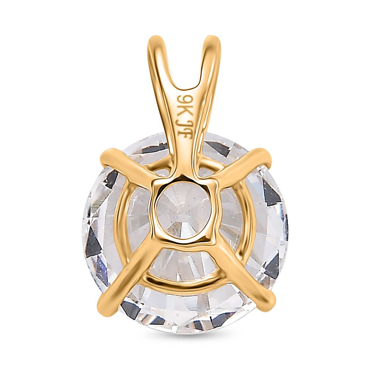 Lustro Stella 9K Yellow Gold Solitaire Pendant Made with Finest CZ 3.38 Ct.