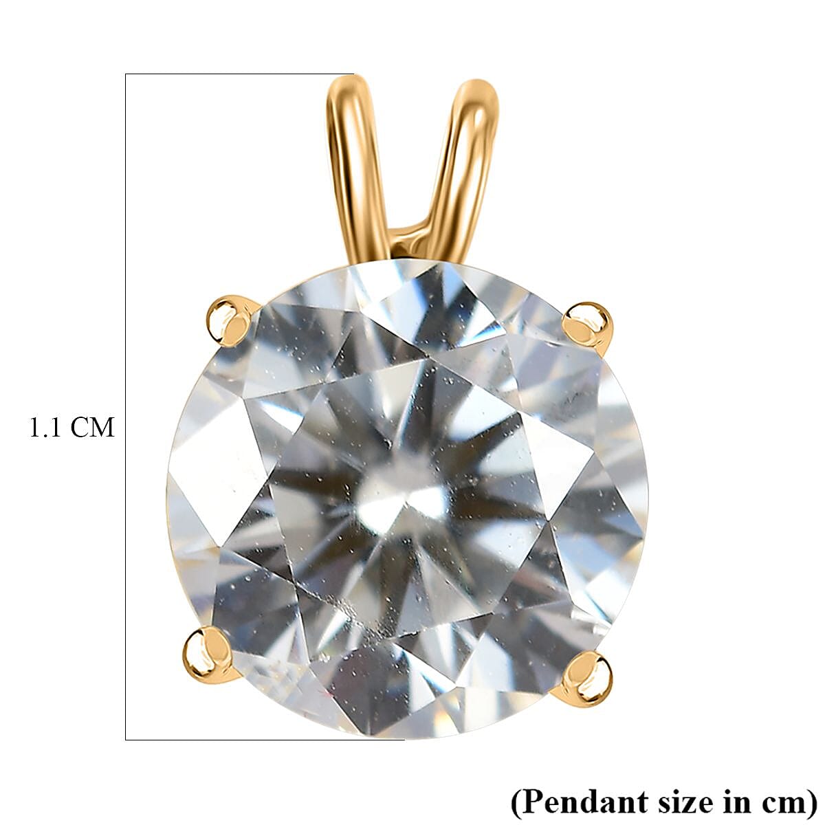 Lustro Stella 9K Yellow Gold Solitaire Pendant Made with Finest CZ 3.38 Ct.