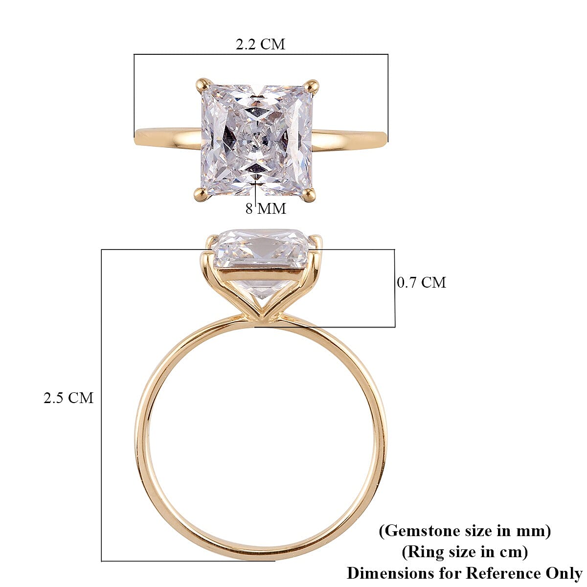 J Francis 9K Yellow Gold Solitaire Ring Made with SWAROVSKI ZIRCONIA 4.75 Ct.