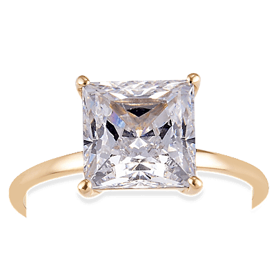 J Francis 9K Yellow Gold Solitaire Ring Made with SWAROVSKI ZIRCONIA 4.75 Ct.