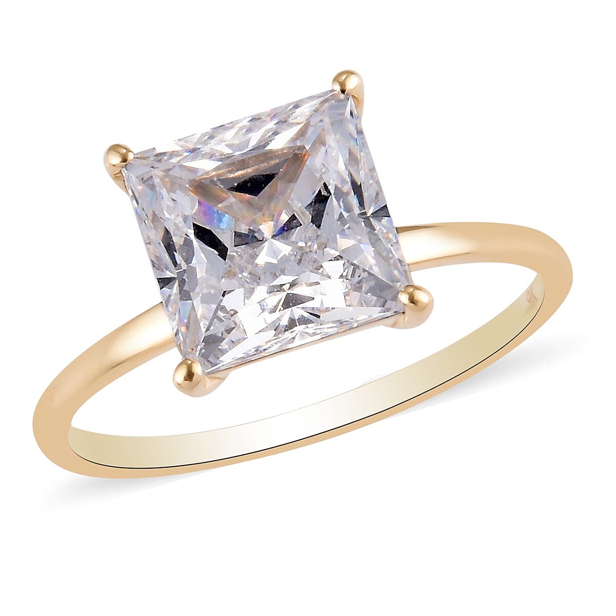 Lustro Stella 9K Yellow Gold Solitaire Ring Made with Finest CZ