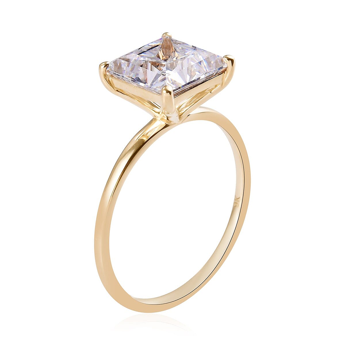 Lustro Stella 9K Yellow Gold Solitaire Ring Made with Finest CZ