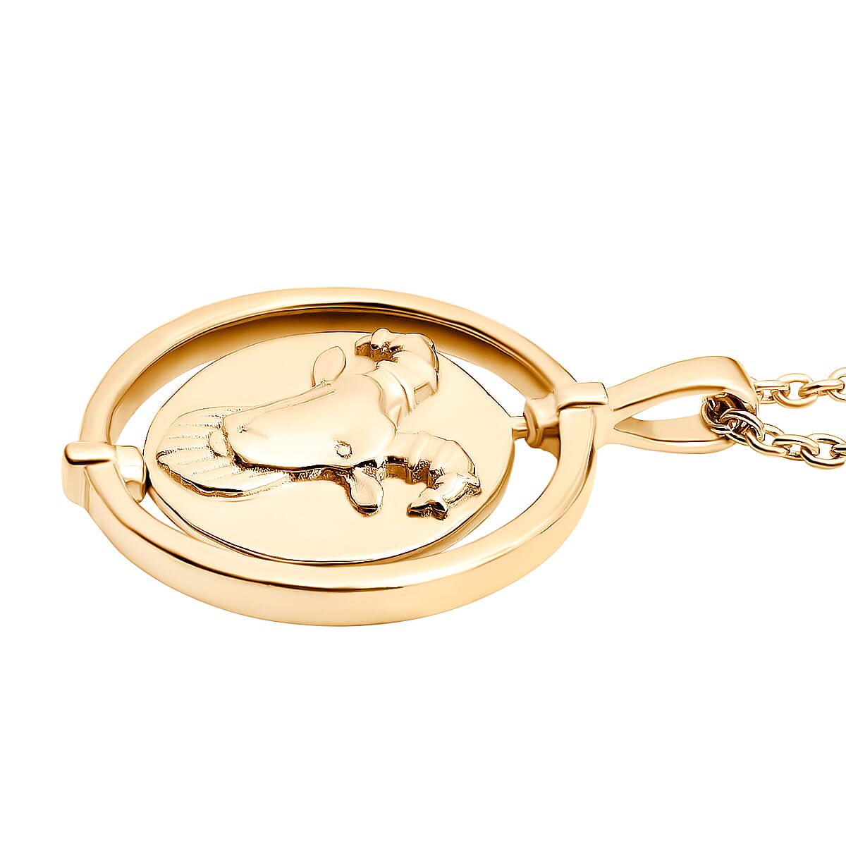 Sunday Child - 14K Gold Overlay Sterling Silver Aries Zodiac Sign Pendant with Chain (Size 20), Silver Wt. 6.26 Gms