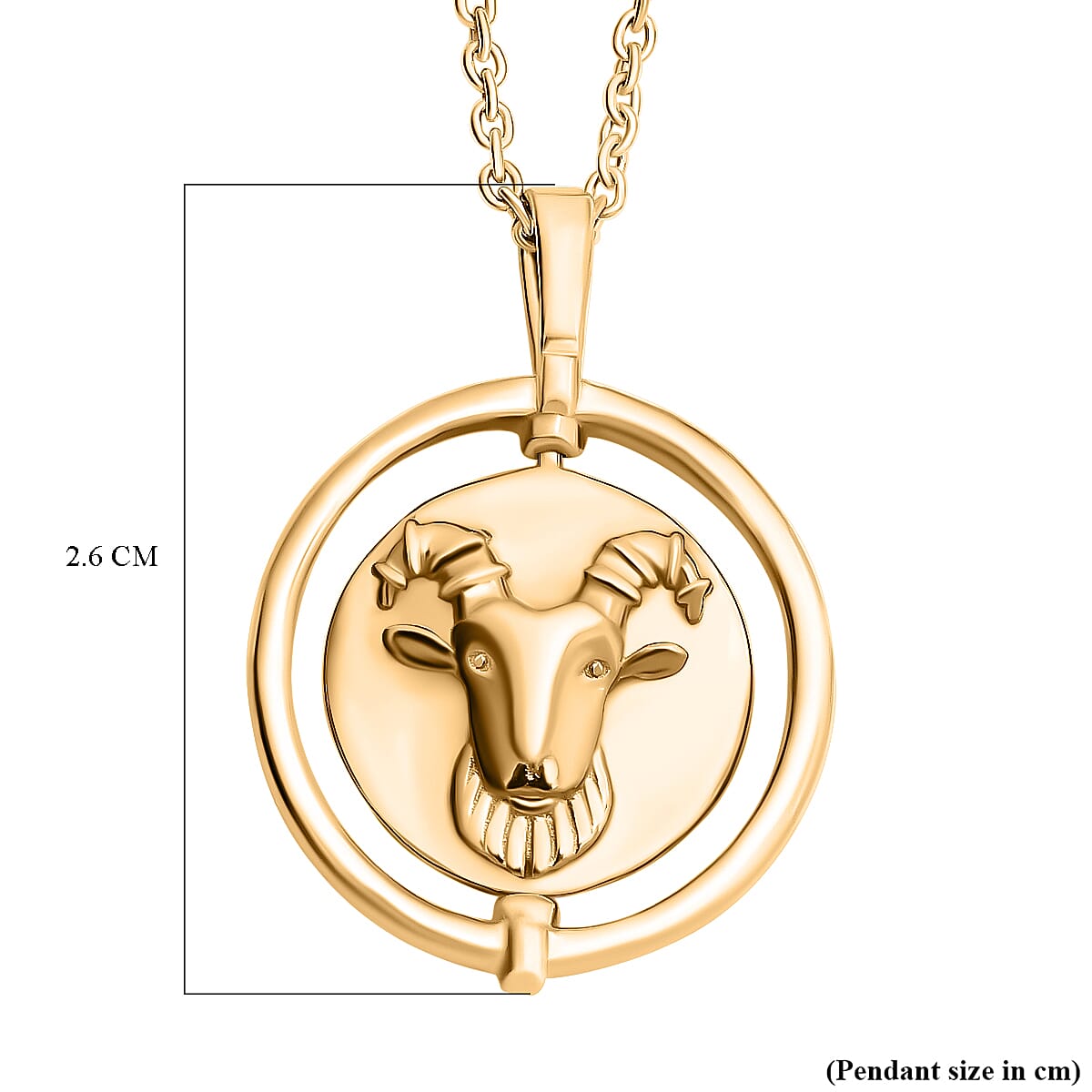 Sunday Child - 14K Gold Overlay Sterling Silver Aries Zodiac Sign Pendant with Chain (Size 20), Silver Wt. 6.26 Gms