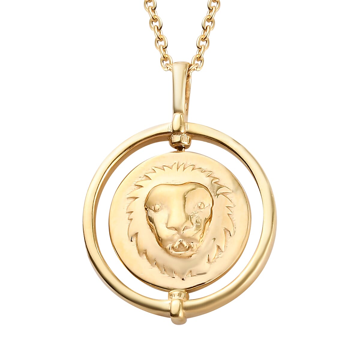 Sunday Child 14K Gold Overlay Sterling Silver Leo Zodiac Sign Pendant with Chain (Size 20), Silver Wt. 6.75 Gms
