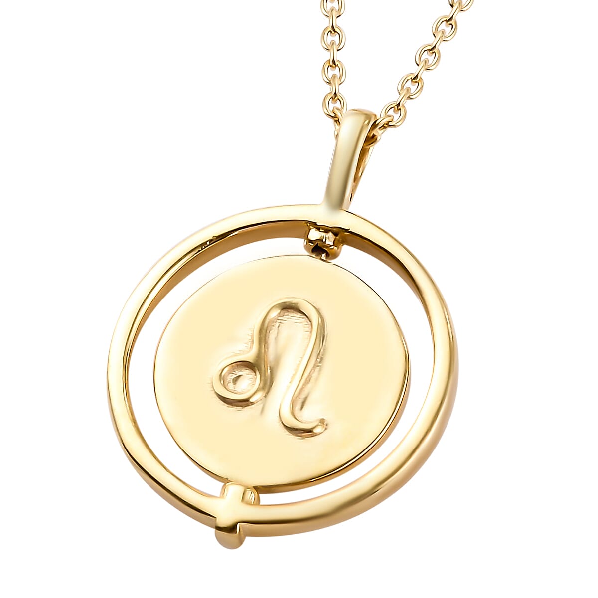 Sunday Child 14K Gold Overlay Sterling Silver Leo Zodiac Sign Pendant with Chain (Size 20), Silver Wt. 6.75 Gms