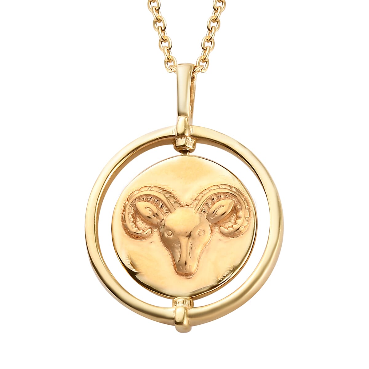 Sunday Child 14K Gold Overlay Sterling Silver Aries Zodiac Sign Pendant with Chain (Size 20), Silver Wt. 6.42 Gms