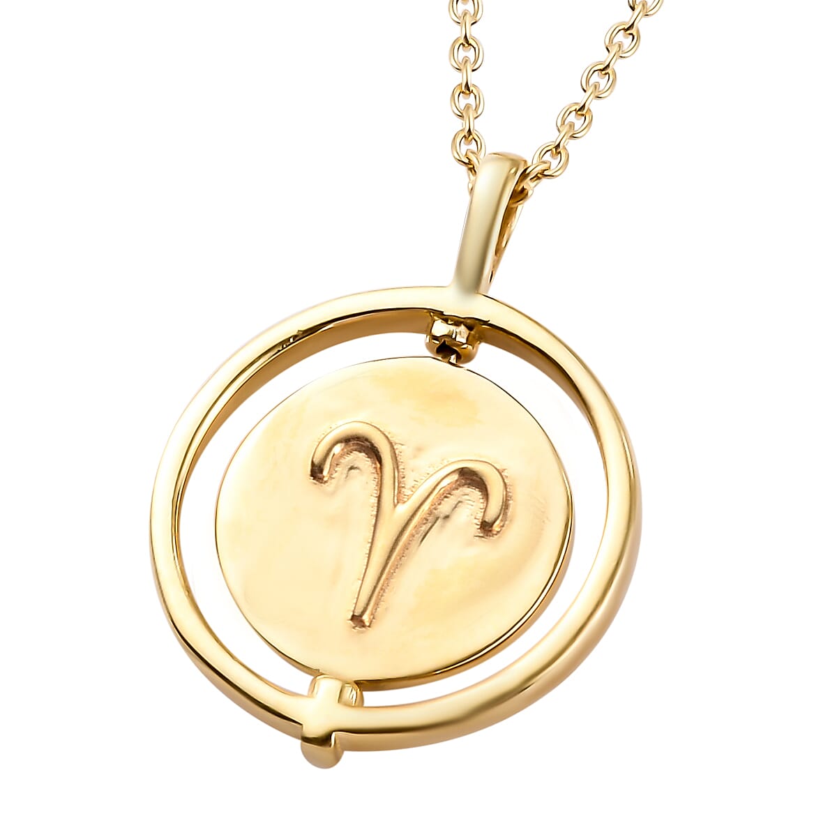 Sunday Child 14K Gold Overlay Sterling Silver Aries Zodiac Sign Pendant with Chain (Size 20), Silver Wt. 6.42 Gms
