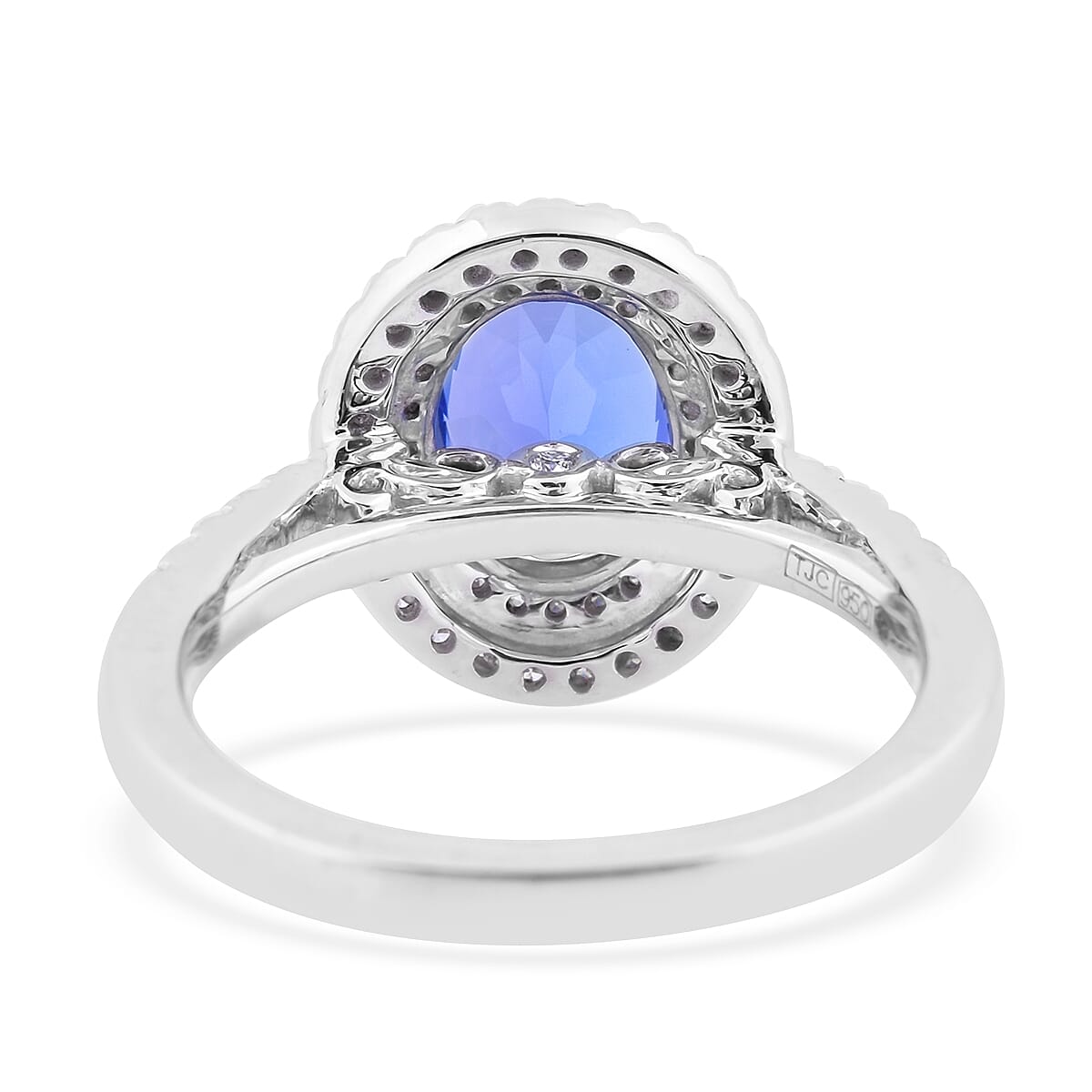 RHAPSODY 950 Platinum AAAA Tanzanite and  (VS-E-F) White Diamond Ring 2.10 Ct, Platinum wt. 6.86 Gms