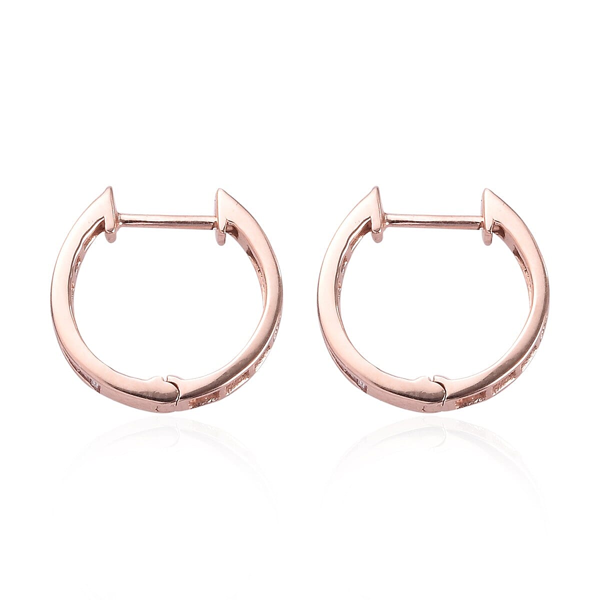 9K Rose Gold SGL Certified Natural Pink Diamond (I3) Hoop Earrings (with Clasp) 0.50 Ct.
