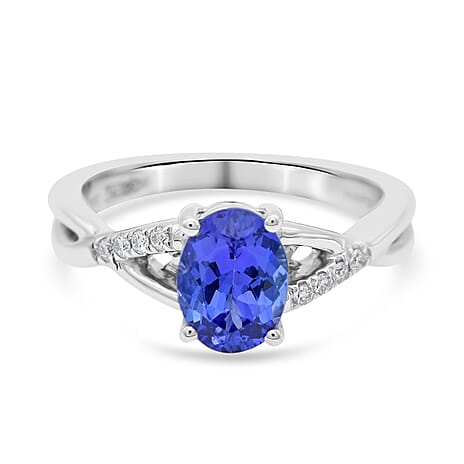 RHAPSODY 950 Platinum AAAA Tanzanite and Diamond (VS-E-F) Ring 1.35 Ct, Platinum Wt. 7.01 Gms