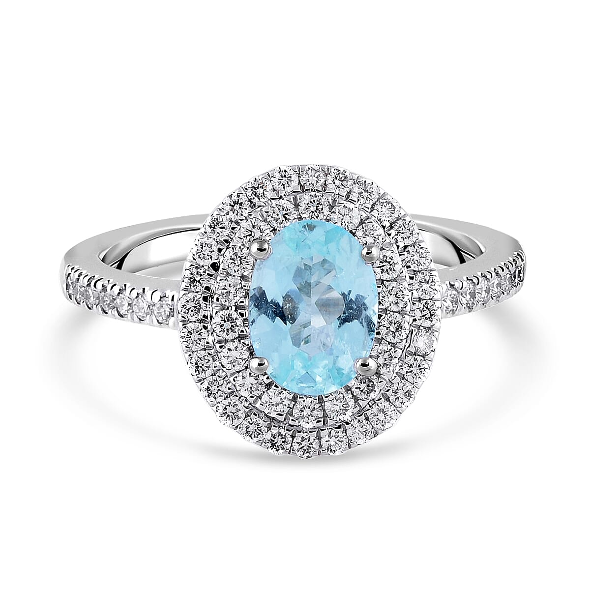 RHAPSODY 950 Platinum AAAA Paraiba Tourmaline and Diamond (VS-E-F) Ring 1.35 Ct.