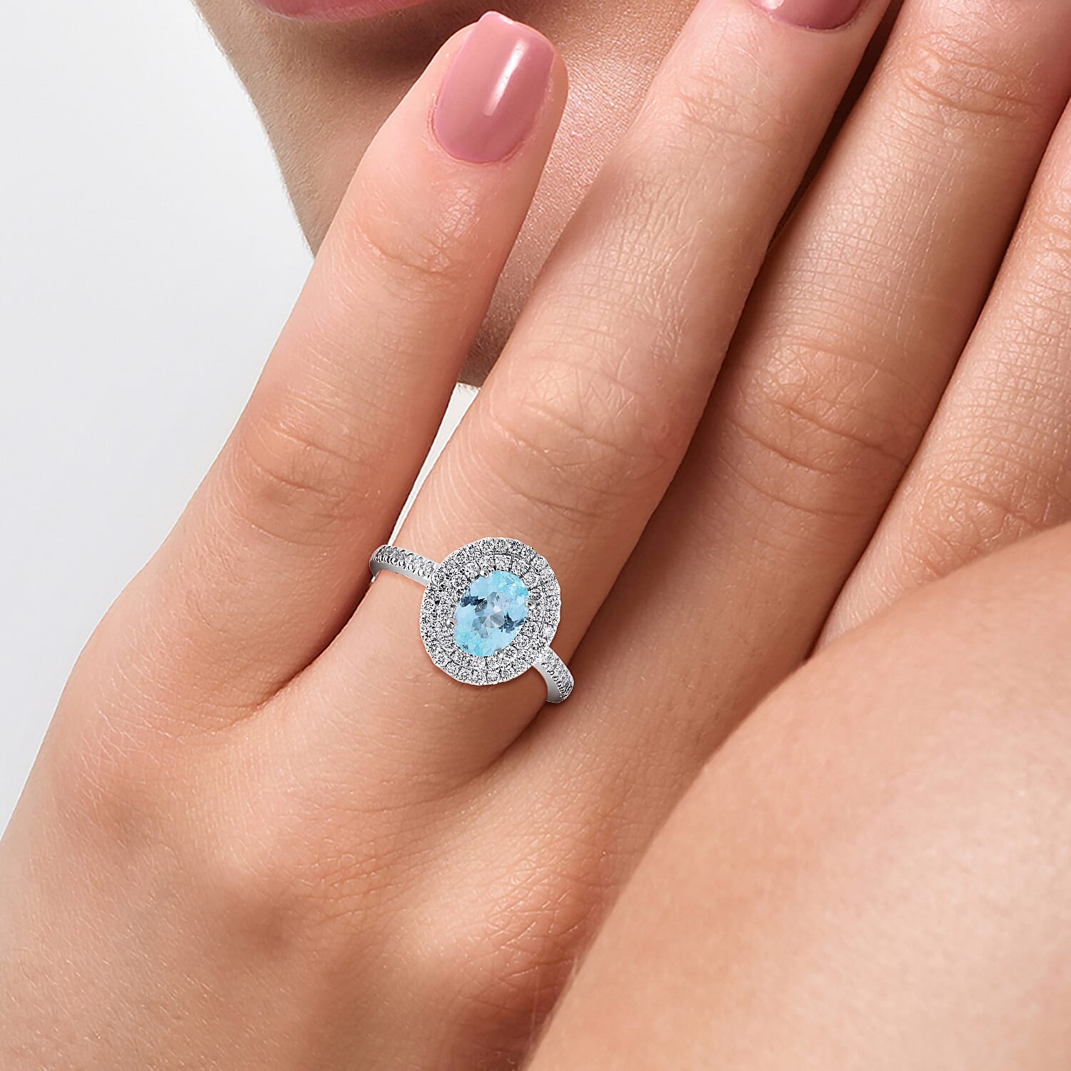 RHAPSODY 950 Platinum AAAA Paraiba Tourmaline and Diamond (VS-E-F) Ring 1.35 Ct.