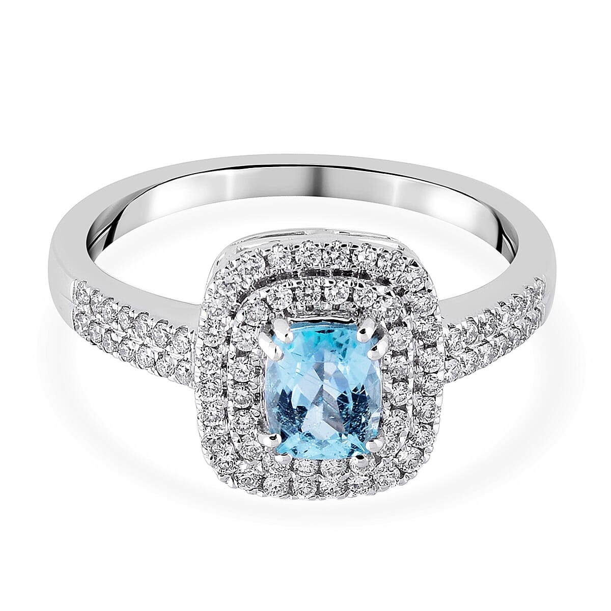 RHAPSODY 950 Platinum AAAA Paraiba Tourmaline and Diamond (VS-E-F) Ring 1.15 Ct, Platinum wt. 6.05 Gms