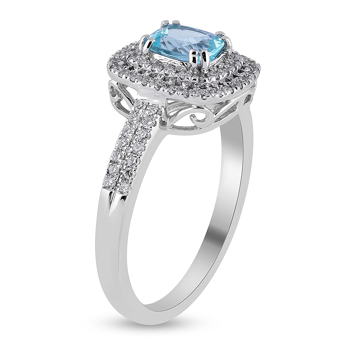 RHAPSODY 950 Platinum AAAA Paraiba Tourmaline and Diamond (VS-E-F) Ring 1.15 Ct, Platinum wt. 6.05 Gms