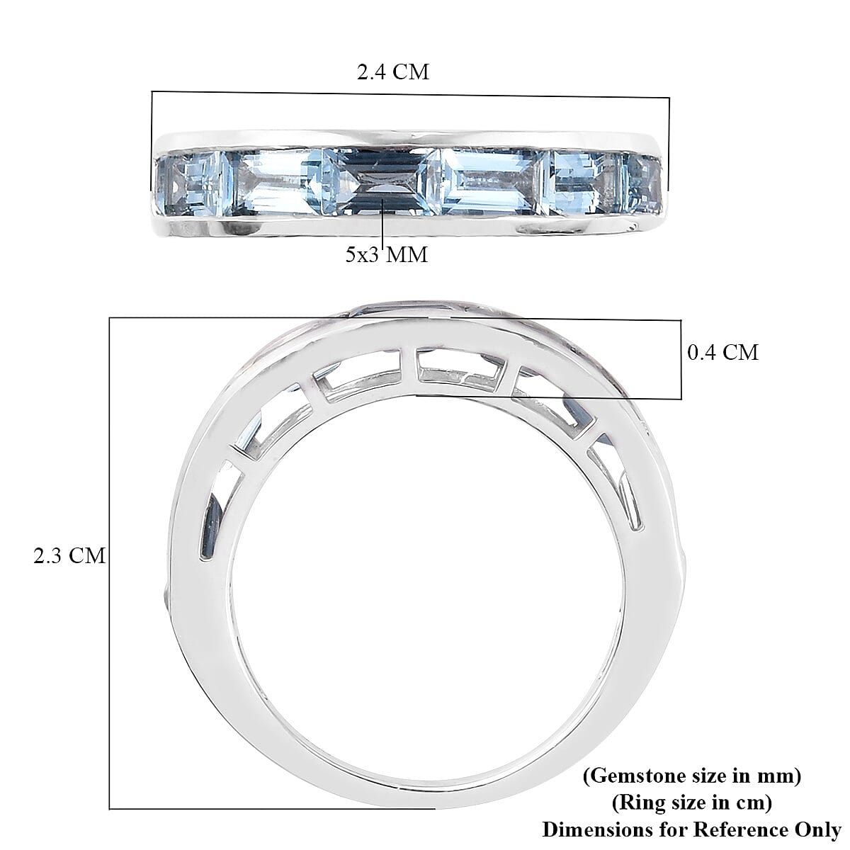 Santamaria Aquamarine Band Ring in Platinum Overlay Sterling Silver 1.50 Ct.