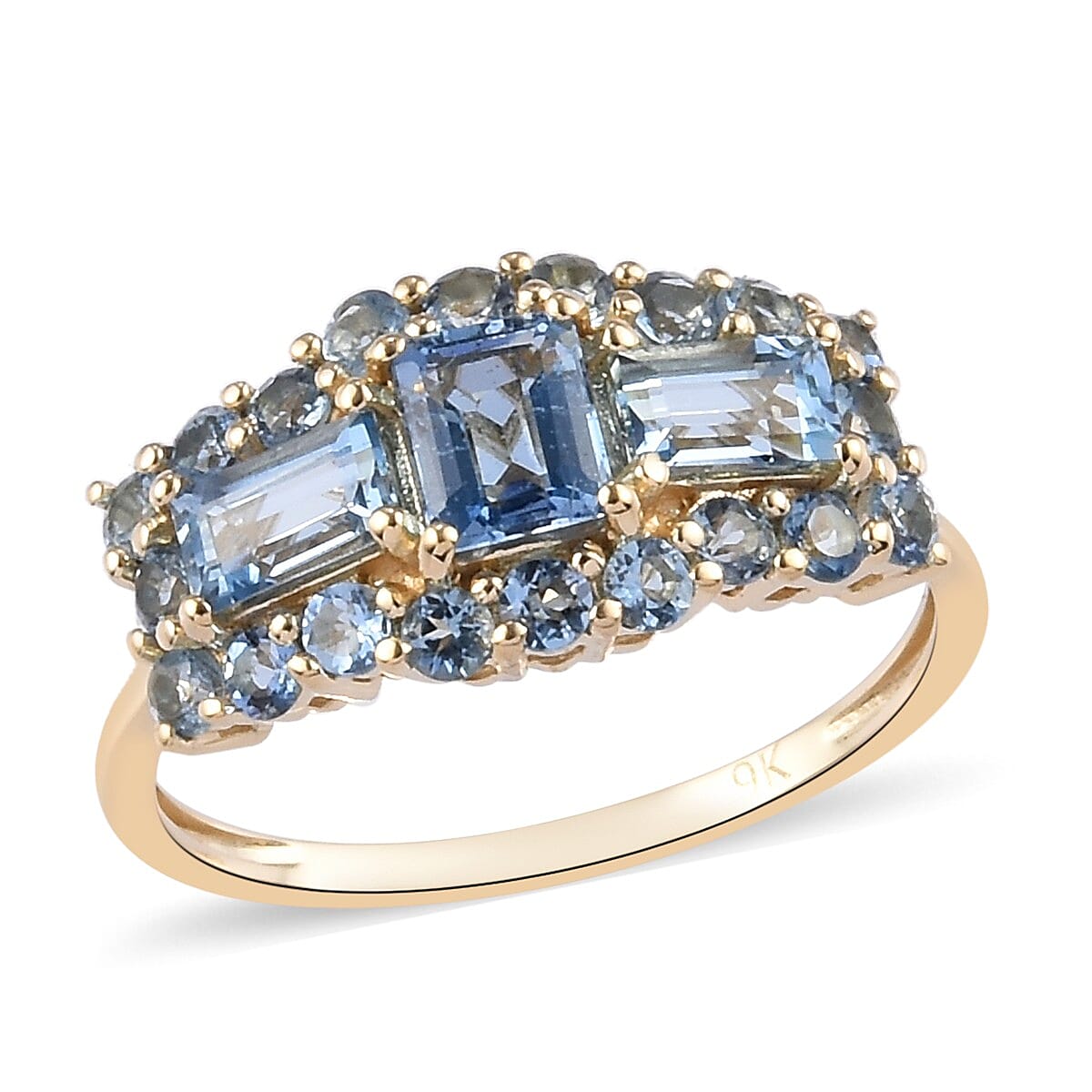9K Yellow Gold Santamaria Aquamarine Ring 1.54 Ct.