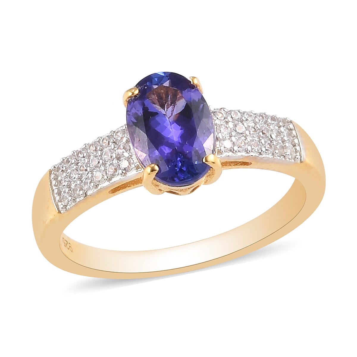 Tanzanite and Natural Cambodian Zircon Ring in 14K Gold Overlay Sterling Silver 1.50 Ct.