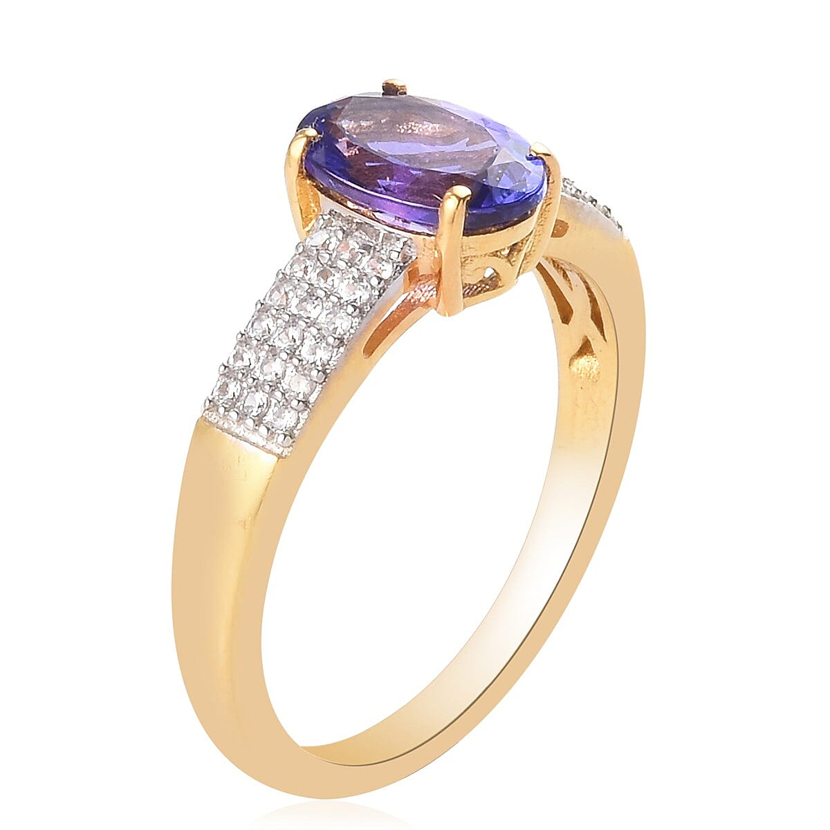 Tanzanite and Natural Cambodian Zircon Ring in 14K Gold Overlay Sterling Silver 1.50 Ct.