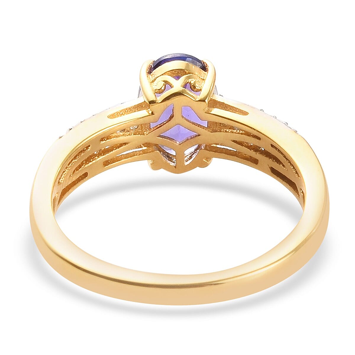 Tanzanite and Natural Cambodian Zircon Ring in 14K Gold Overlay Sterling Silver 1.50 Ct.
