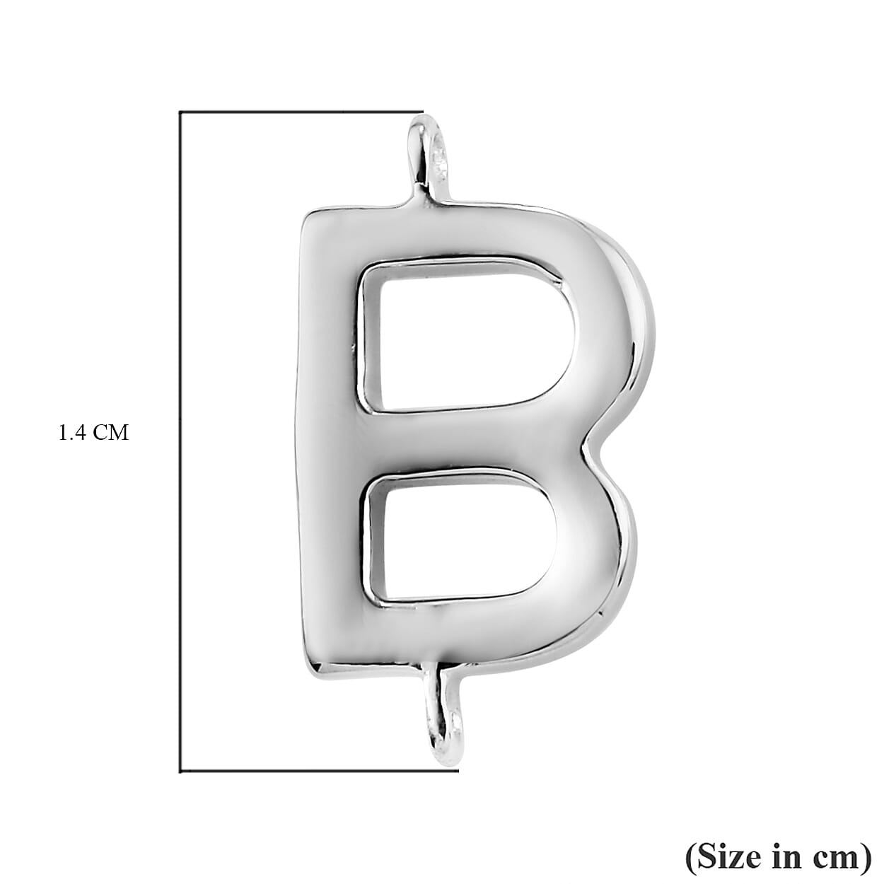 Platinum Overlay Sterling Silver B Initial Charm,Silver Wt 0.84 Gms.