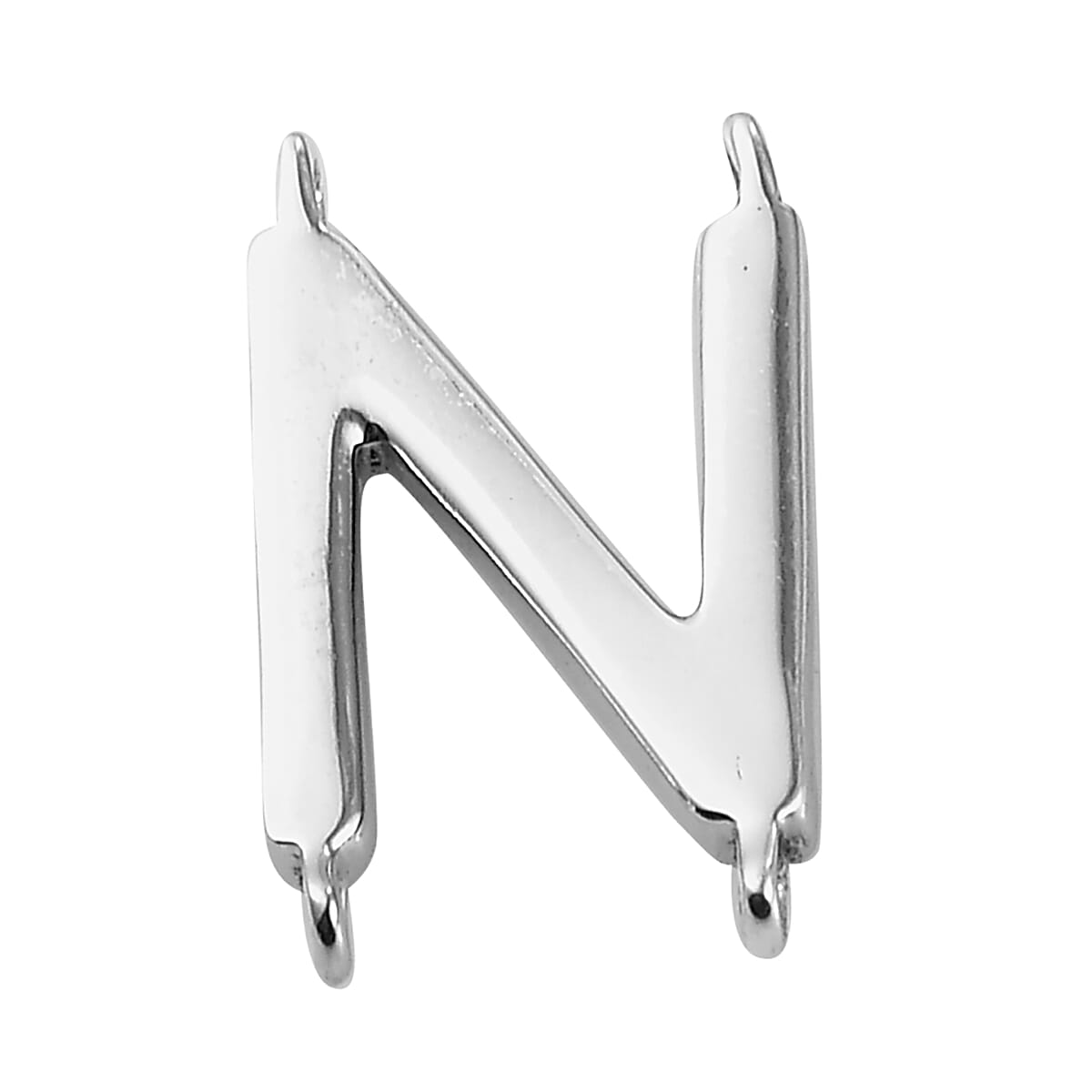 Platinum Overlay Sterling Silver N Initial Charm,Silver Wt 0.76 Gms.
