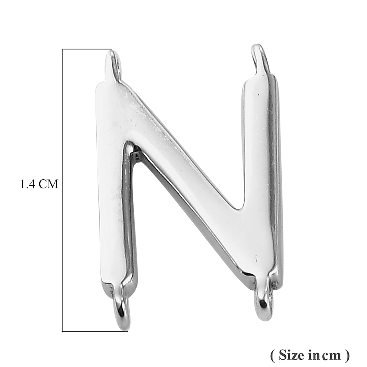 Platinum Overlay Sterling Silver N Initial Charm,Silver Wt 0.76 Gms.