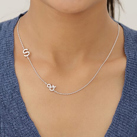 Platinum Overlay Sterling Silver Necklace (Size 18 with 2 inch Extender)