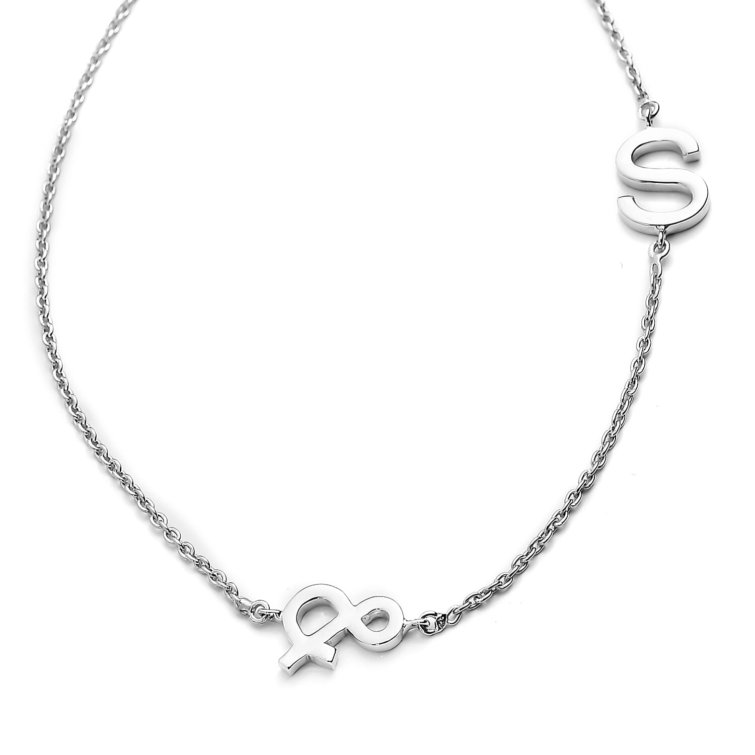 Platinum Overlay Sterling Silver Necklace (Size 18 with 2 inch Extender)