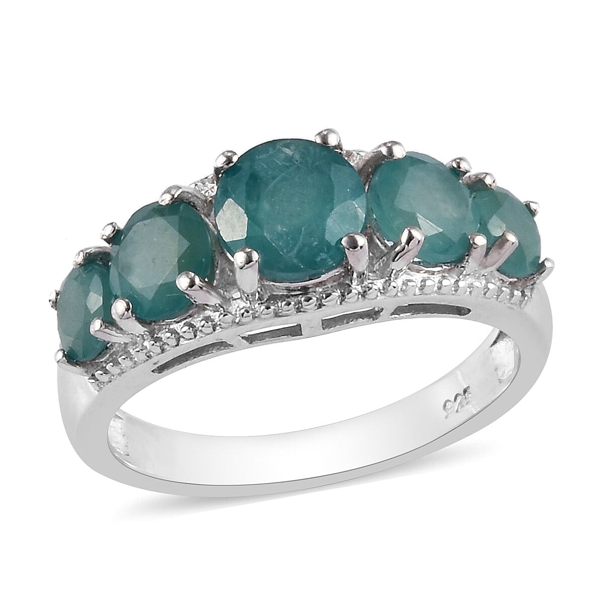 Grandidierite 5-Stone Ring in Platinum Overlay Sterling Silver 2.42 Ct.