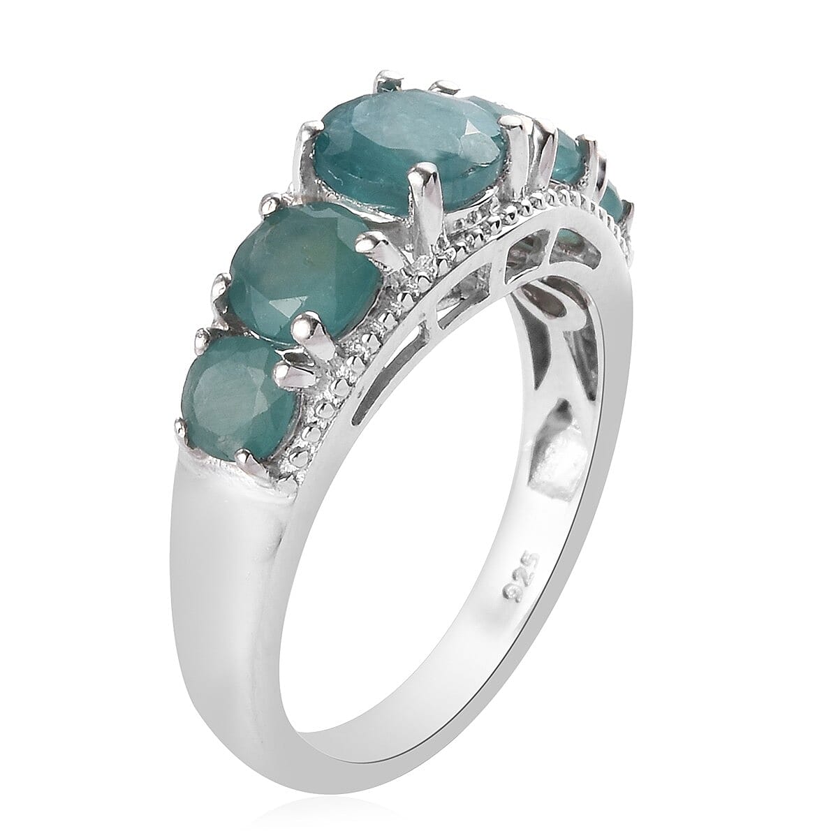 Grandidierite 5-Stone Ring in Platinum Overlay Sterling Silver 2.42 Ct.