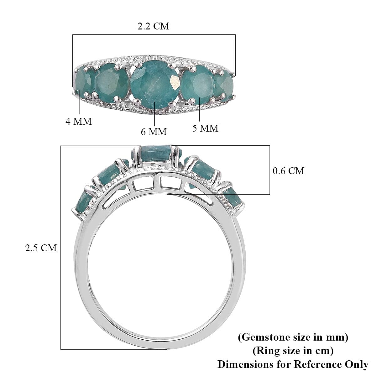 Grandidierite 5-Stone Ring in Platinum Overlay Sterling Silver 2.42 Ct.