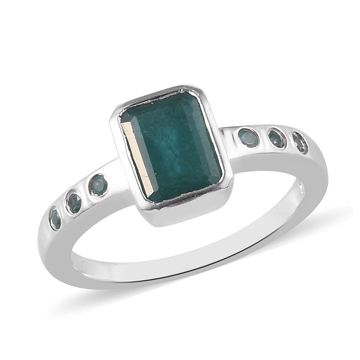 Grandidierite Ring in Platinum Overlay Sterling Silver 1.74 Ct.