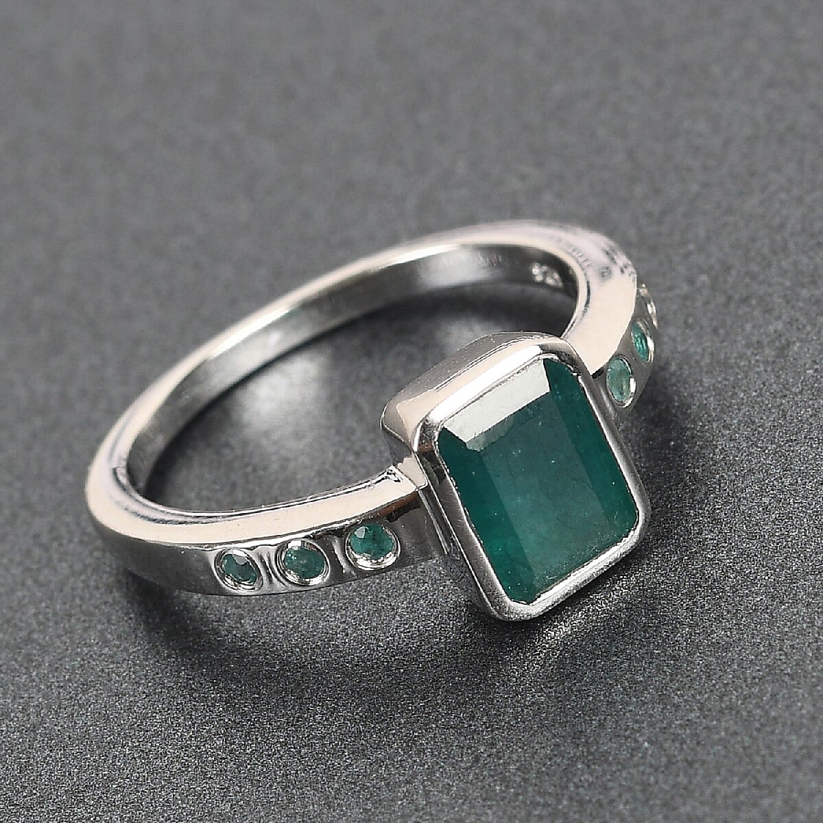 Grandidierite Ring in Platinum Overlay Sterling Silver 1.74 Ct.
