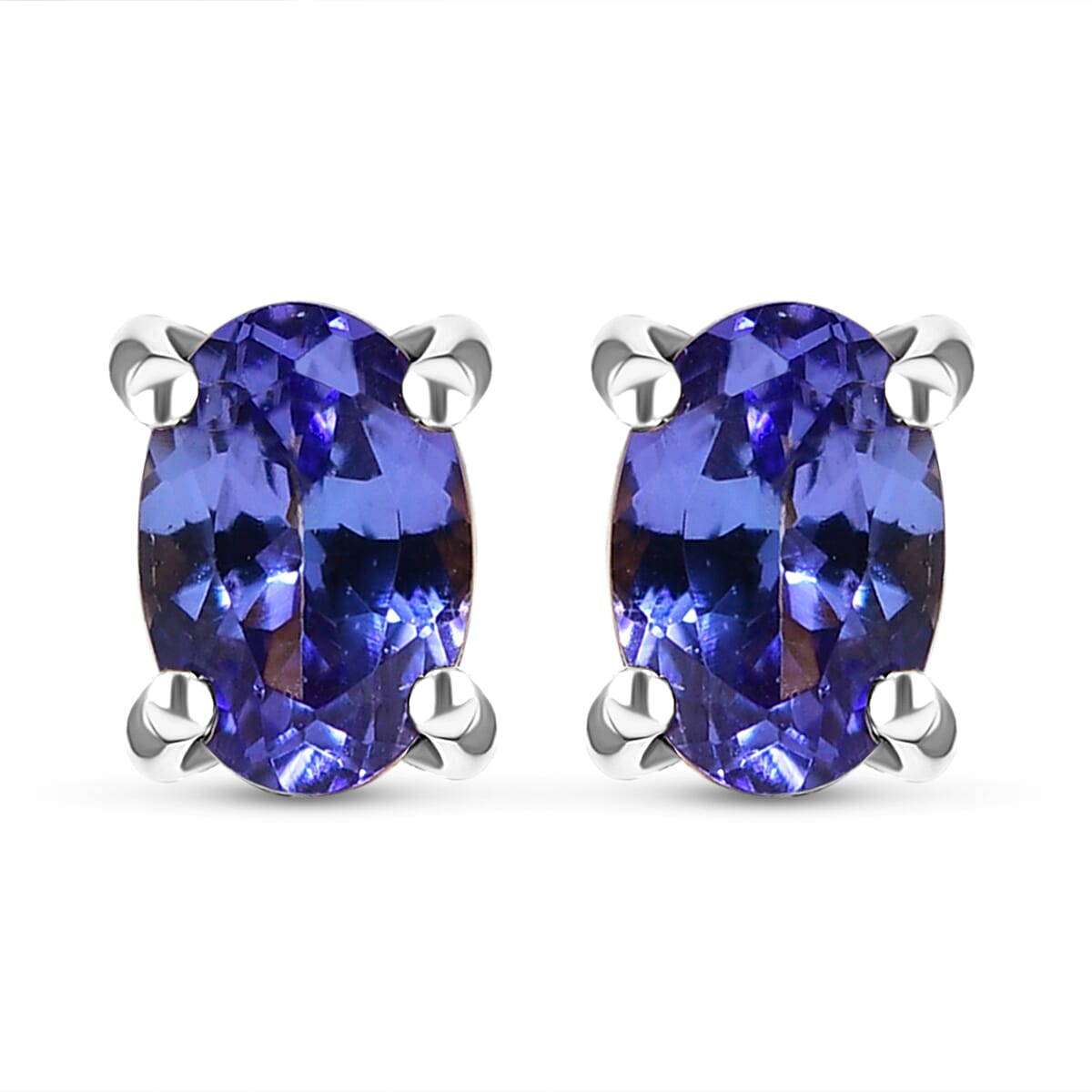 Tanzanite Earrings (with Push Back) in Platinum Overlay Sterling Silver 1.00 Ct.