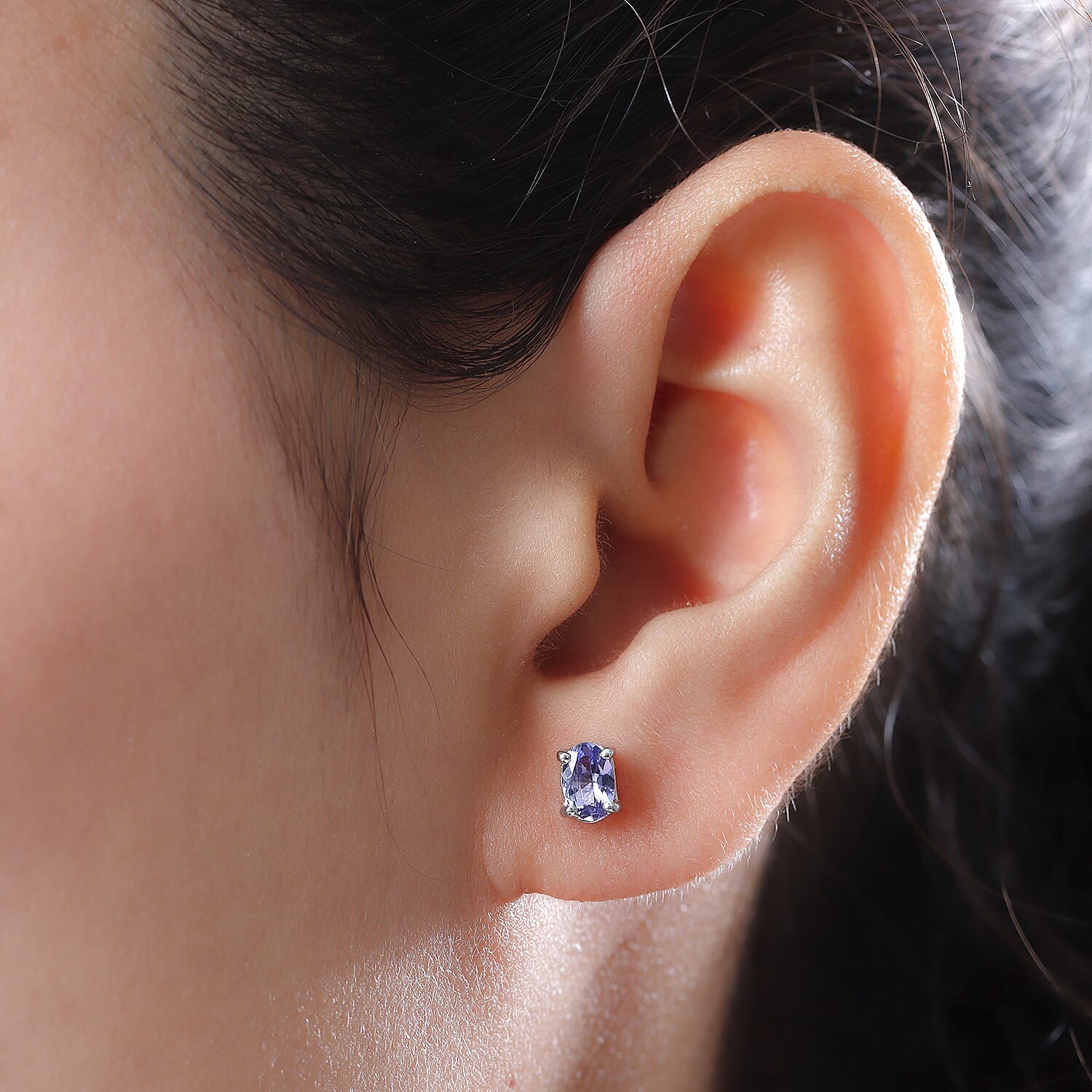 Tanzanite Earrings (with Push Back) in Platinum Overlay Sterling Silver 1.00 Ct.