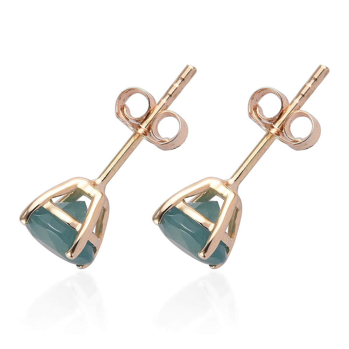 9K Yellow Gold AA Grandidierite Solitaire Stud Earrings (with Push Back) 1.14 Ct.